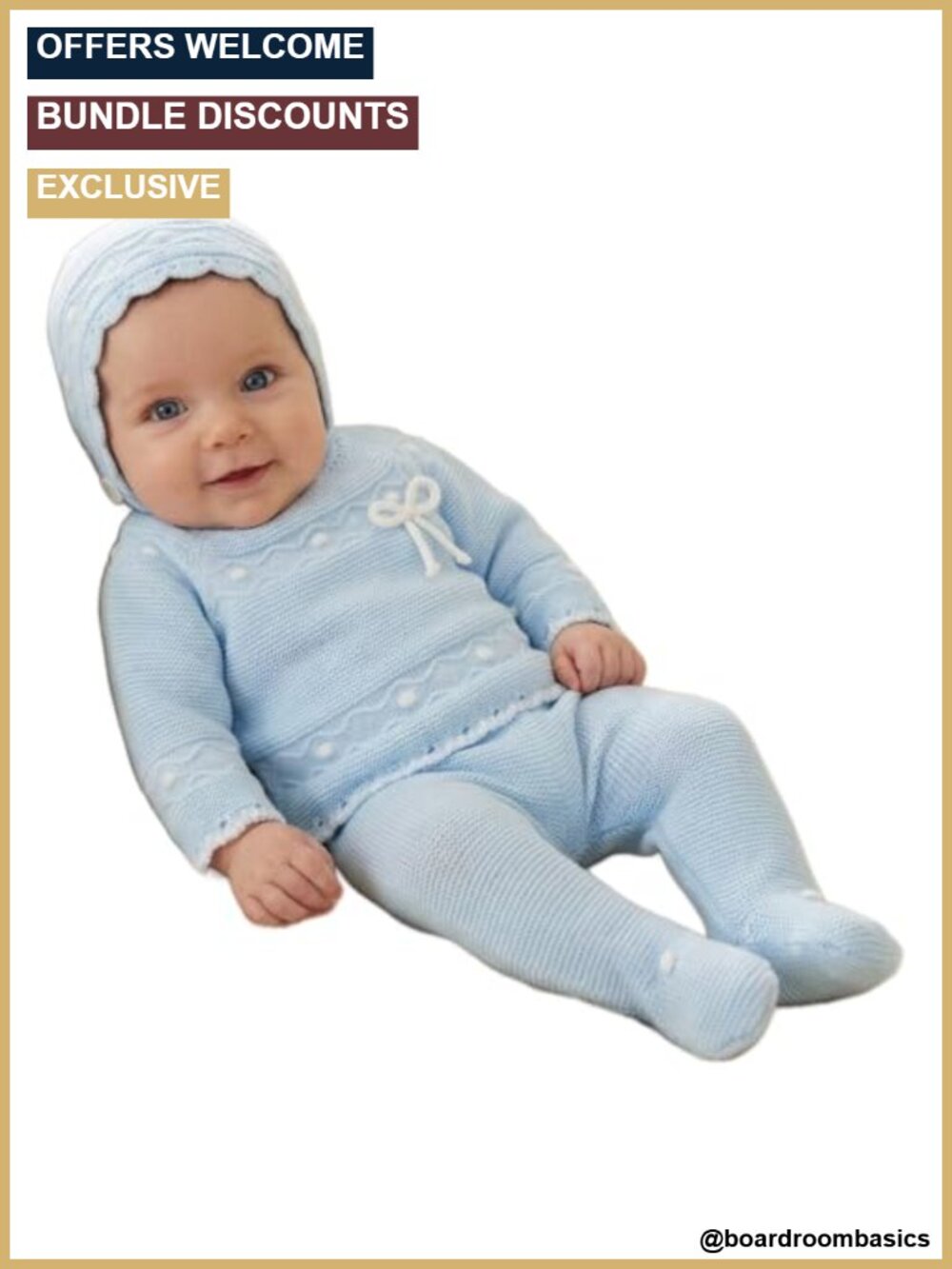 Dulce de Fresa 3-Piece Baby Cable Knit Set Sweater Pants Hat Newborn